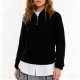 Black Ribbed Quarter-Zip Sweater