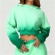 Green Gradient Cropped Hoodie Two-Piece Set