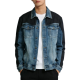 Black-Blue Patchwork Washed Denim Jacket - Trendy Men's Casual Outerwear