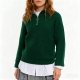Dark Green Ribbed Quarter-Zip Sweater